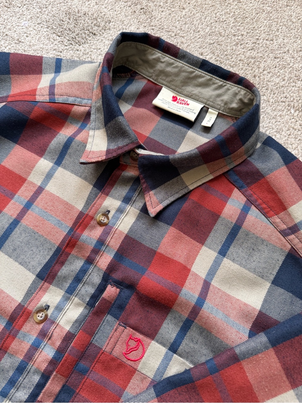 Mens Fjallraven Fjallglim Plaid Shirt Size Large Like New Relaxed Fit Flannel